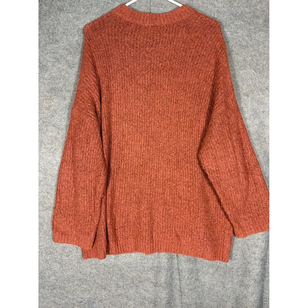 American Eagle Mens Large Rust Orange Marl Oversized Textured Crewneck Sweater